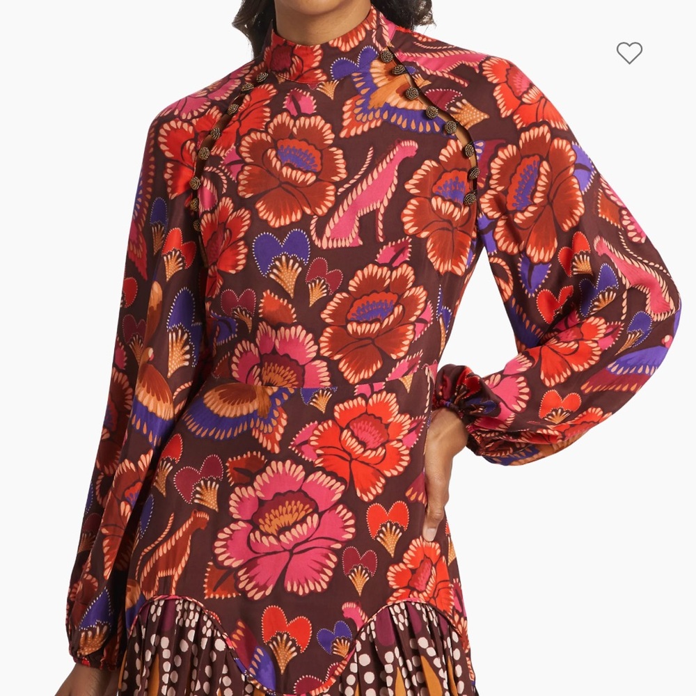 FARM Rio Bright Flora Colorful Long Sleeve
Satin Mini Dress Boho Size XL - Picture 2 of 12